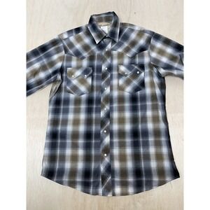 Wrangler Shirt Men's medium Plaid Pearl Snap Long Sleeve Western fashion